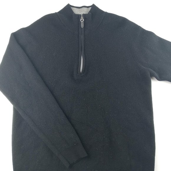 Linea Raffi Uomo Extra Fine Merino Wool 1/4 Zip Pullover Sweater Black Size XL54 - Picture 1 of 7